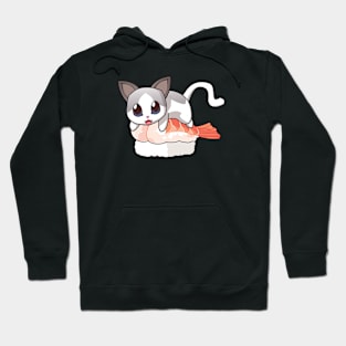 White Cat Shrimp Sushi Hoodie